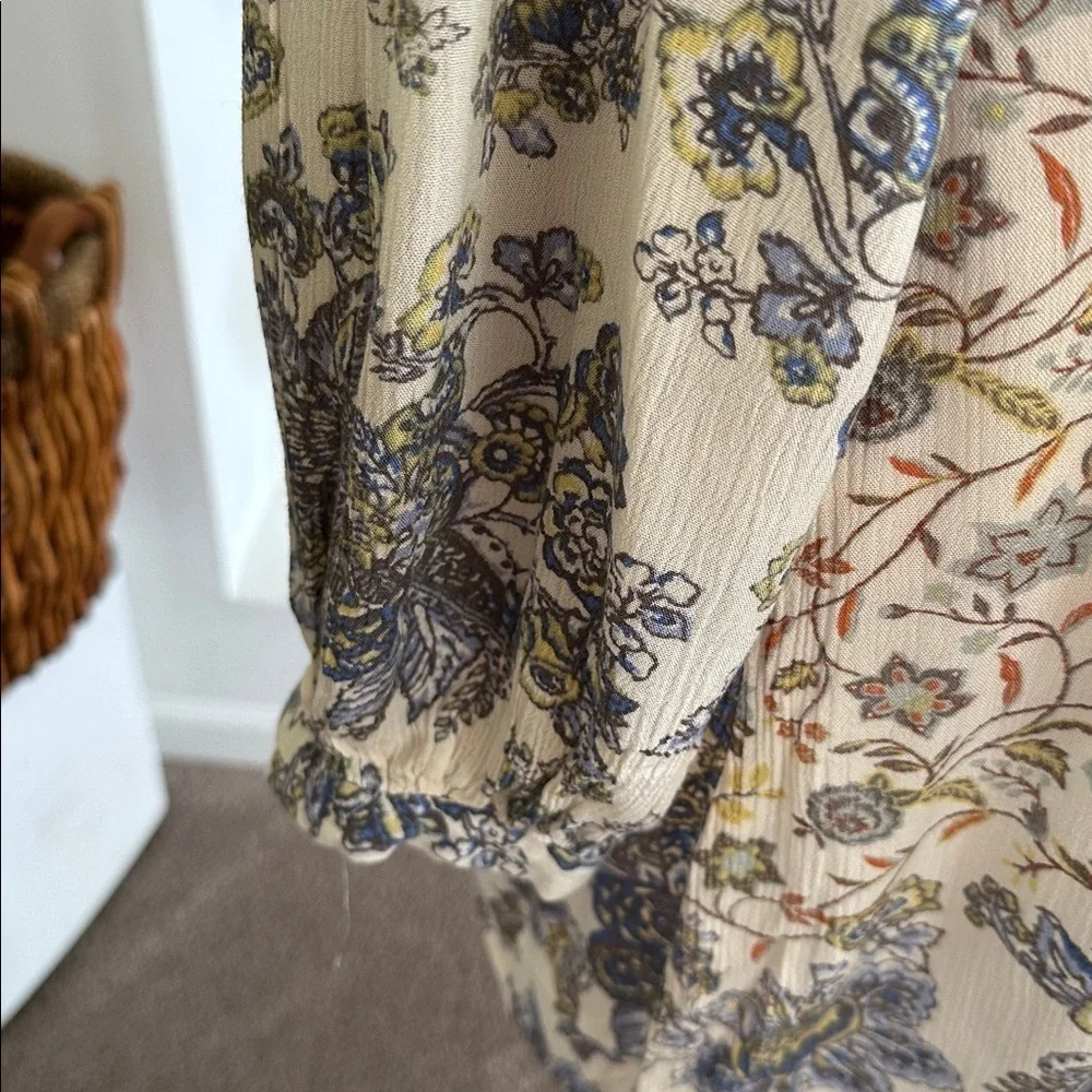 Free People Floral Mini Dress - Cream and Blue